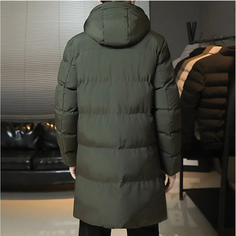 2023 New Cotton Padded Jackets Men Winter Mid-Length Youth Parkas Korean Version Hooded Windproof Comfortable Casual Coats