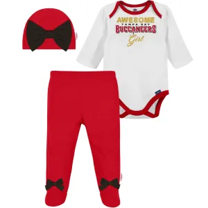 3-Piece Baby Girls Buccaneers Bodysuit, Footed Pant, & Cap Set