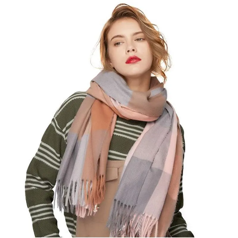 65Cm X 180Cm Plaid Soft Winter Scarf F6382-54