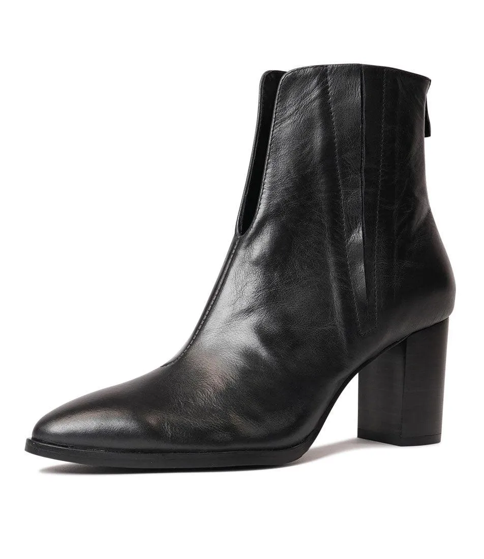 Albas Black Leather Ankle Boots