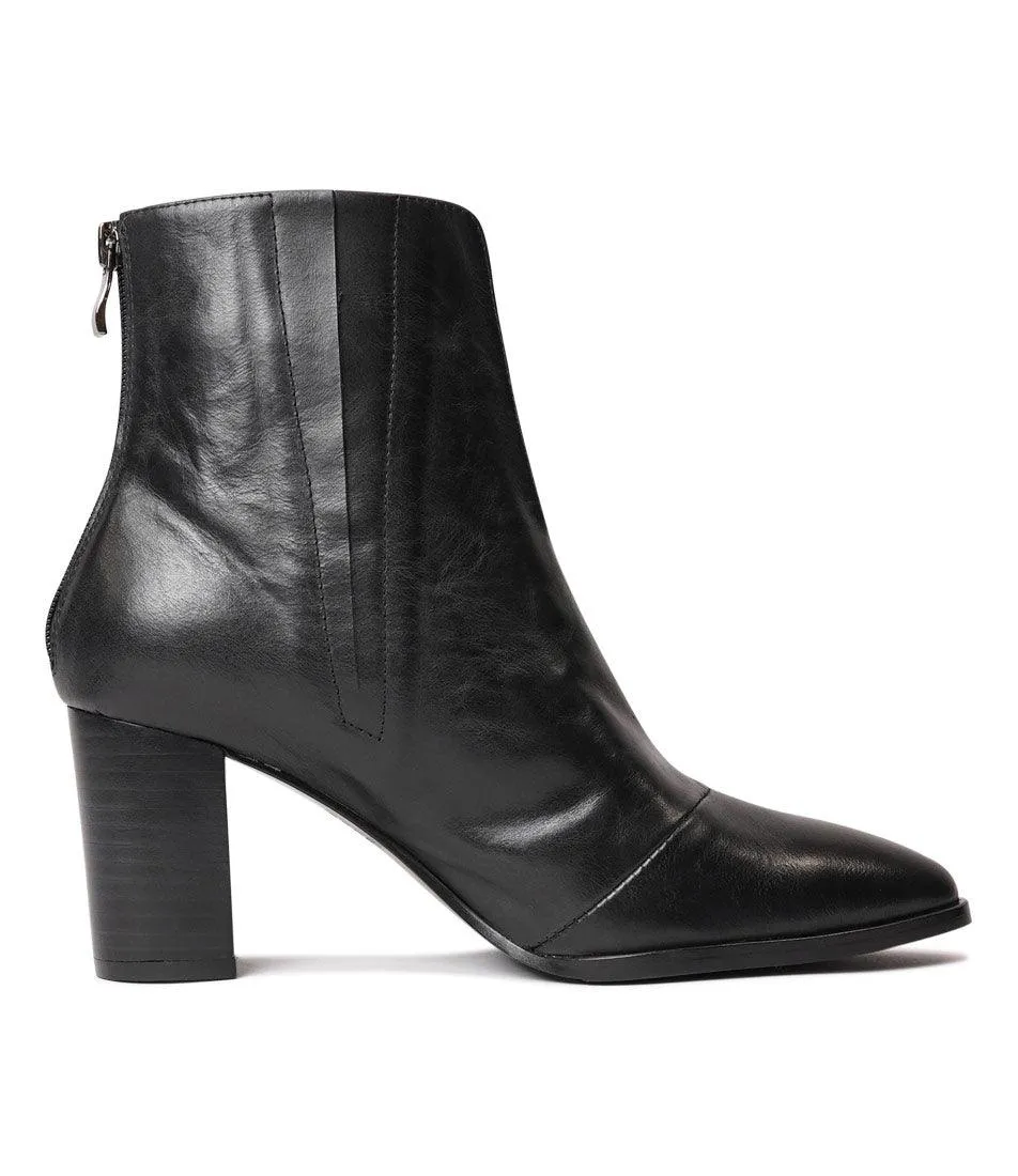 Albas Black Leather Ankle Boots