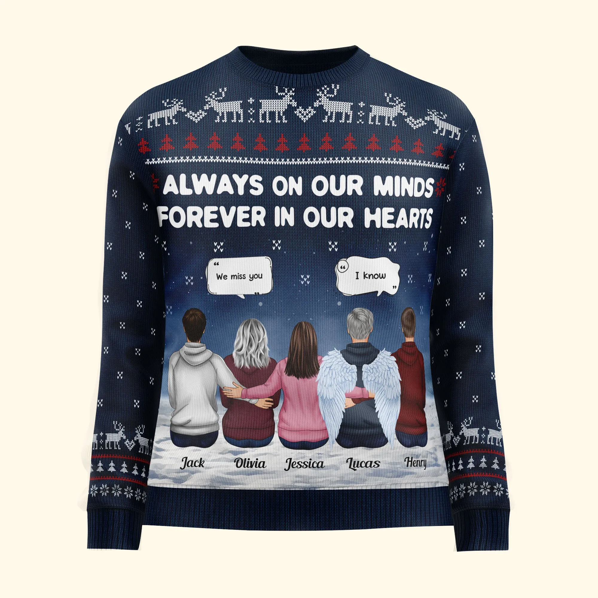 Always On My Mind Forever In My Heart - Personalized Ugly Sweater