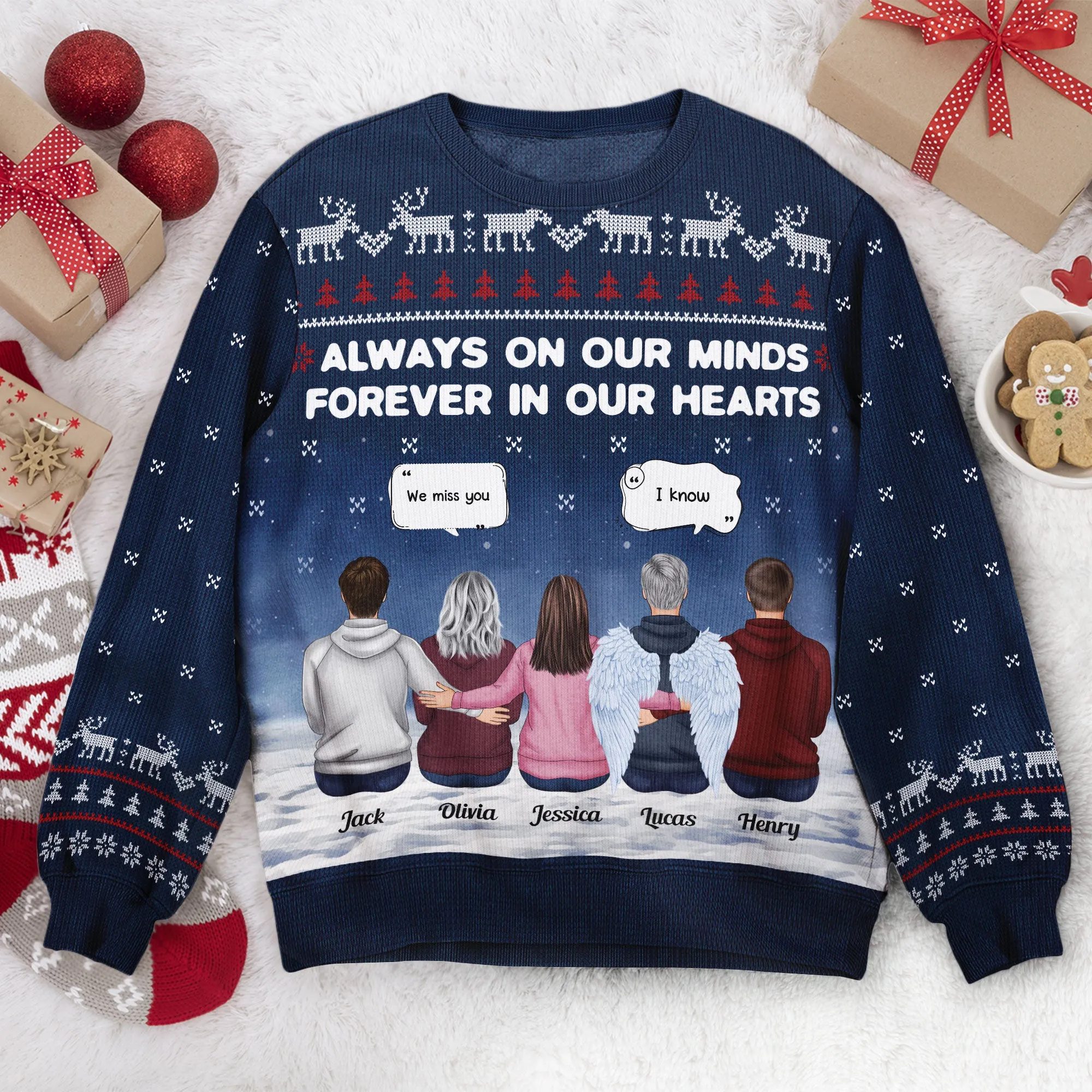 Always On My Mind Forever In My Heart - Personalized Ugly Sweater