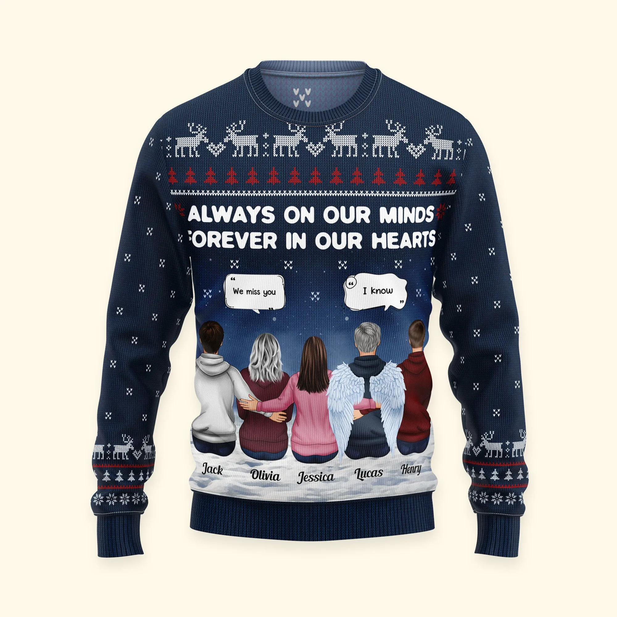 Always On My Mind Forever In My Heart - Personalized Ugly Sweater