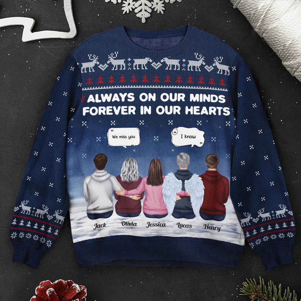 Always On My Mind Forever In My Heart - Personalized Ugly Sweater