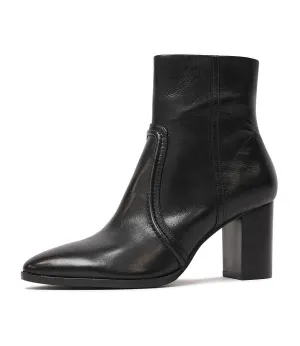 Anahi Black Leather Ankle Boots