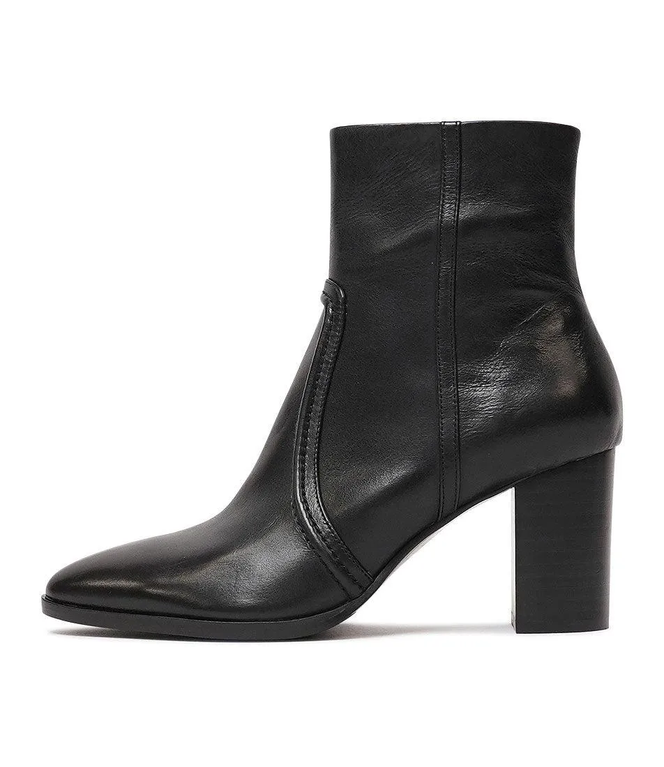 Anahi Black Leather Ankle Boots