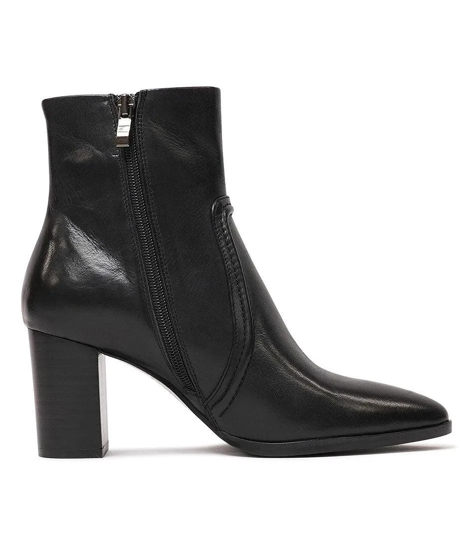 Anahi Black Leather Ankle Boots