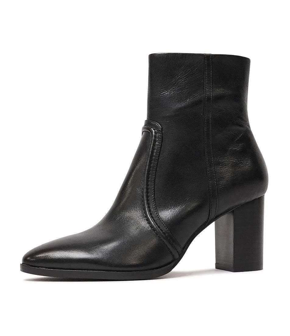 Anahi Black Leather Ankle Boots