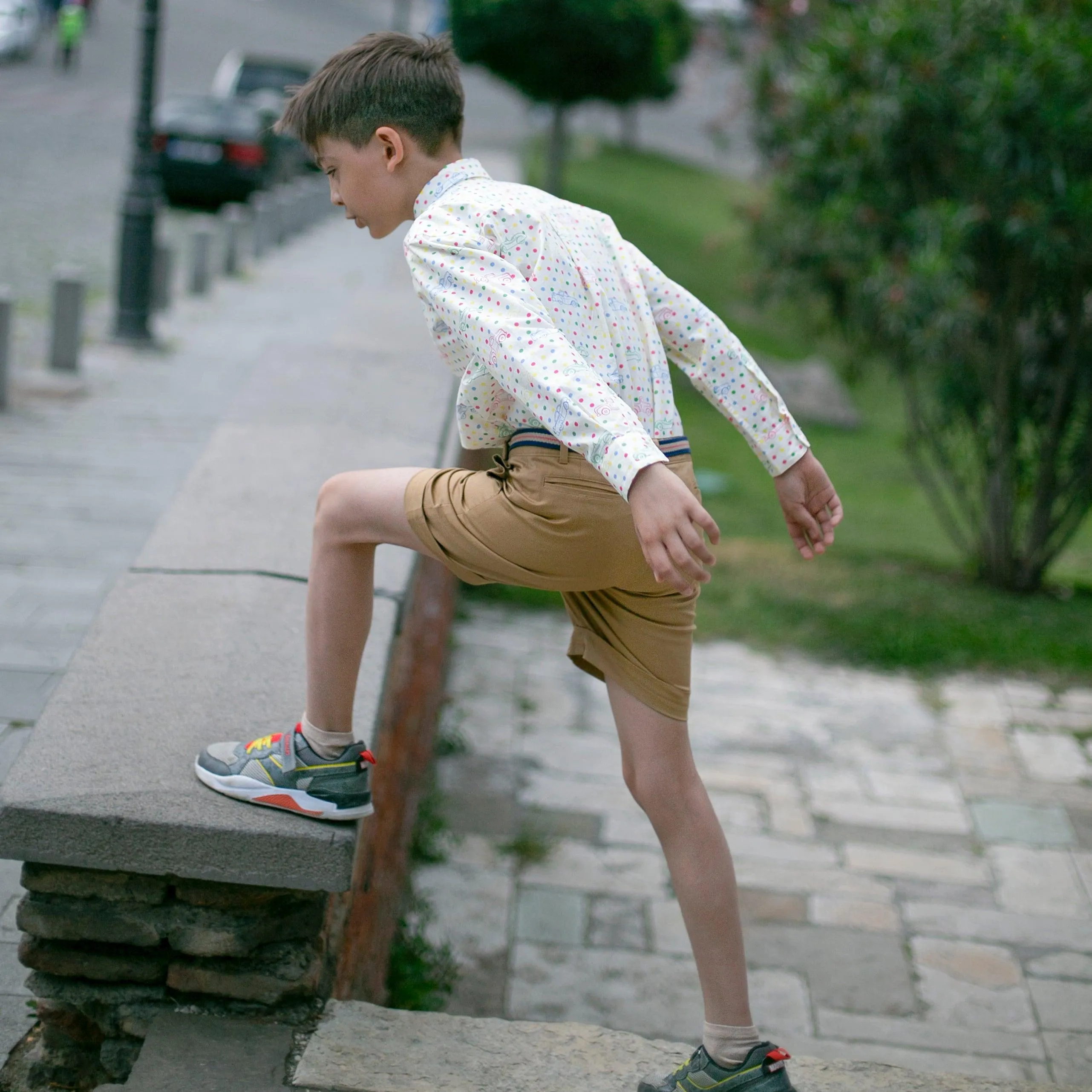 Autumn Breeze- Brown Beige Cotton Shorts for Boys