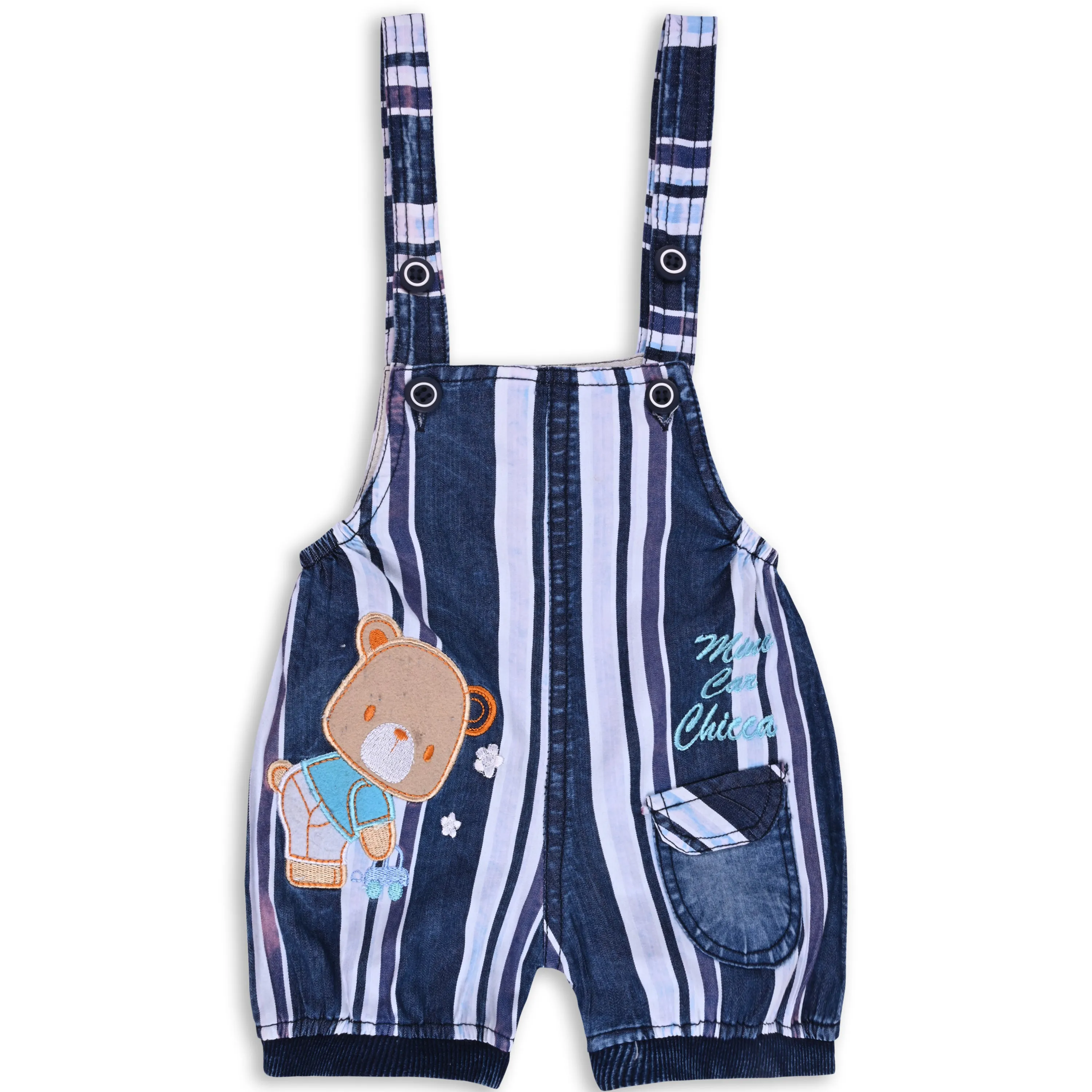 Baby Boys Striped and Applique T-Shirt and Shorts Dungaree Set