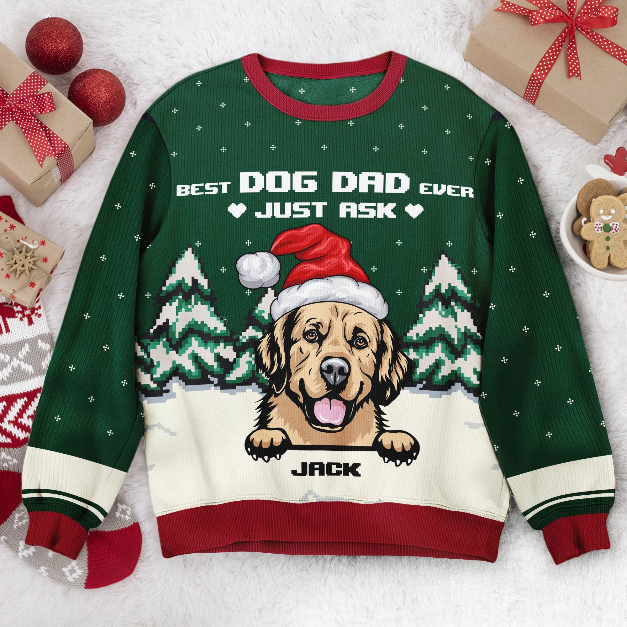 Best Dog Dad Ever Just Ask - Personalized Ugly Sweater