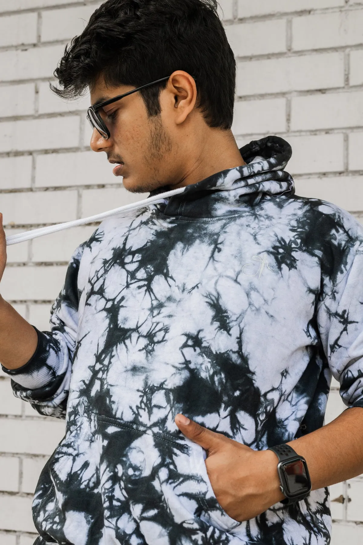 Black Tie Dye Pure Cotton Warm Unisex Hoodie