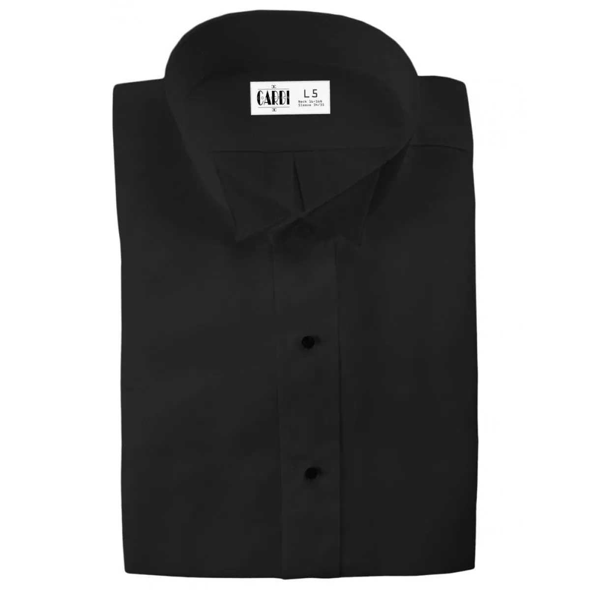 Black Wing Collar Non-Pleated (Lucca) Tuxedo Shirt by Cardi - Ultra Soft Fabric