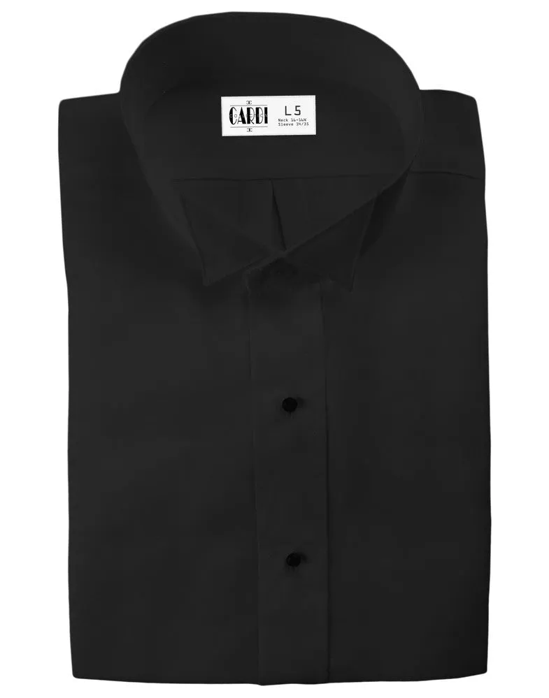 Black Wing Collar Non-Pleated (Lucca) Tuxedo Shirt by Cardi - Ultra Soft Fabric