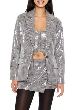 Blazer à carreaux et paillettes