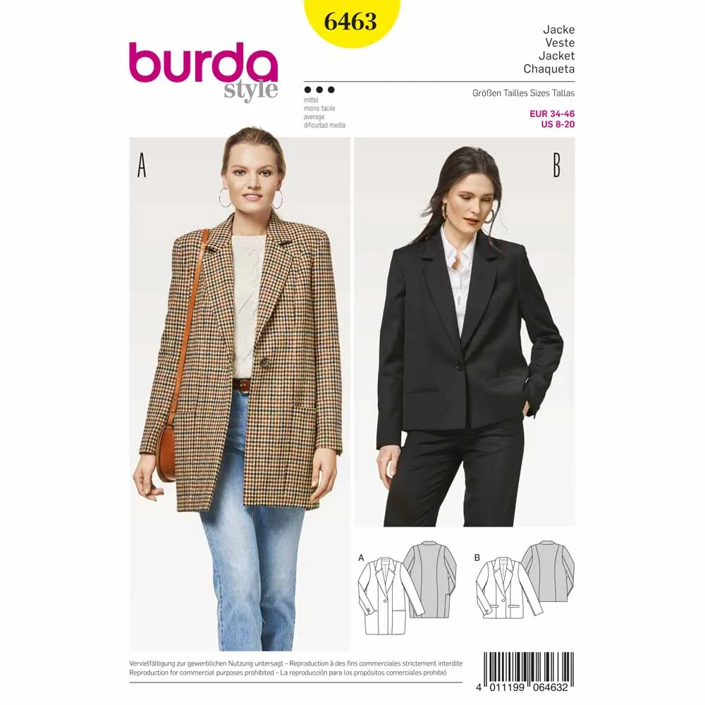 BURDA - 6463 Ladies Coat