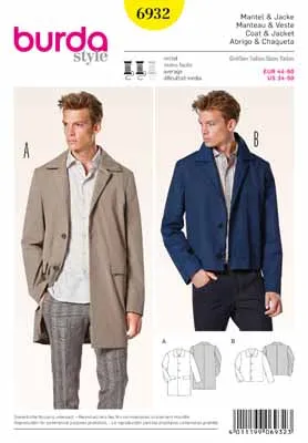 BURDA - 6932 Mens Jacket/Coat