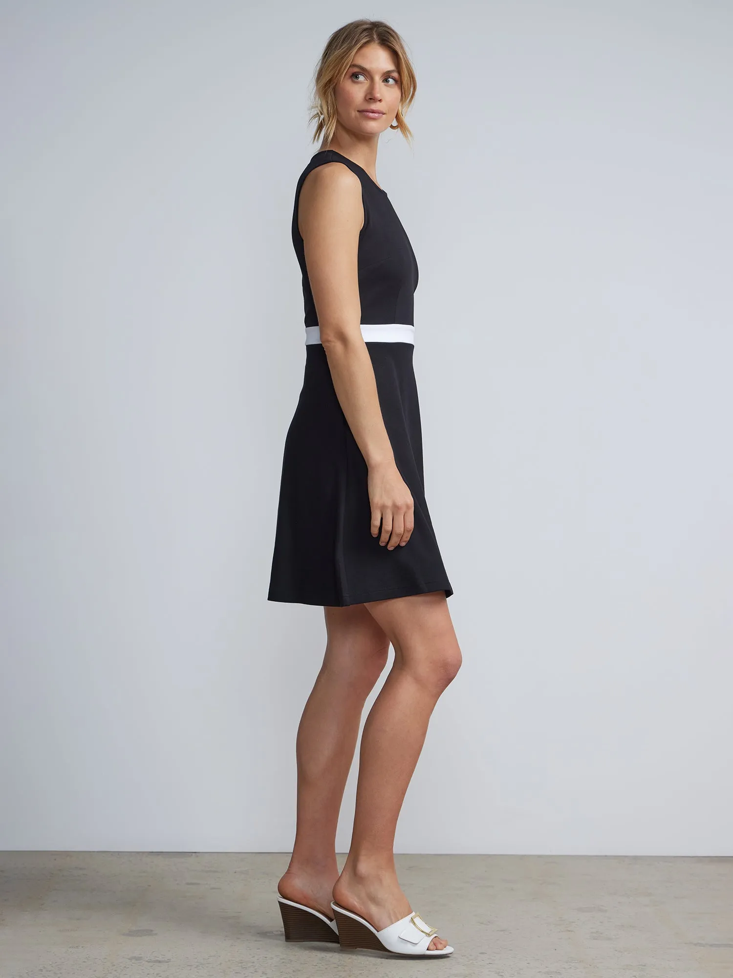 Button-Back Flare Dress - City Knits