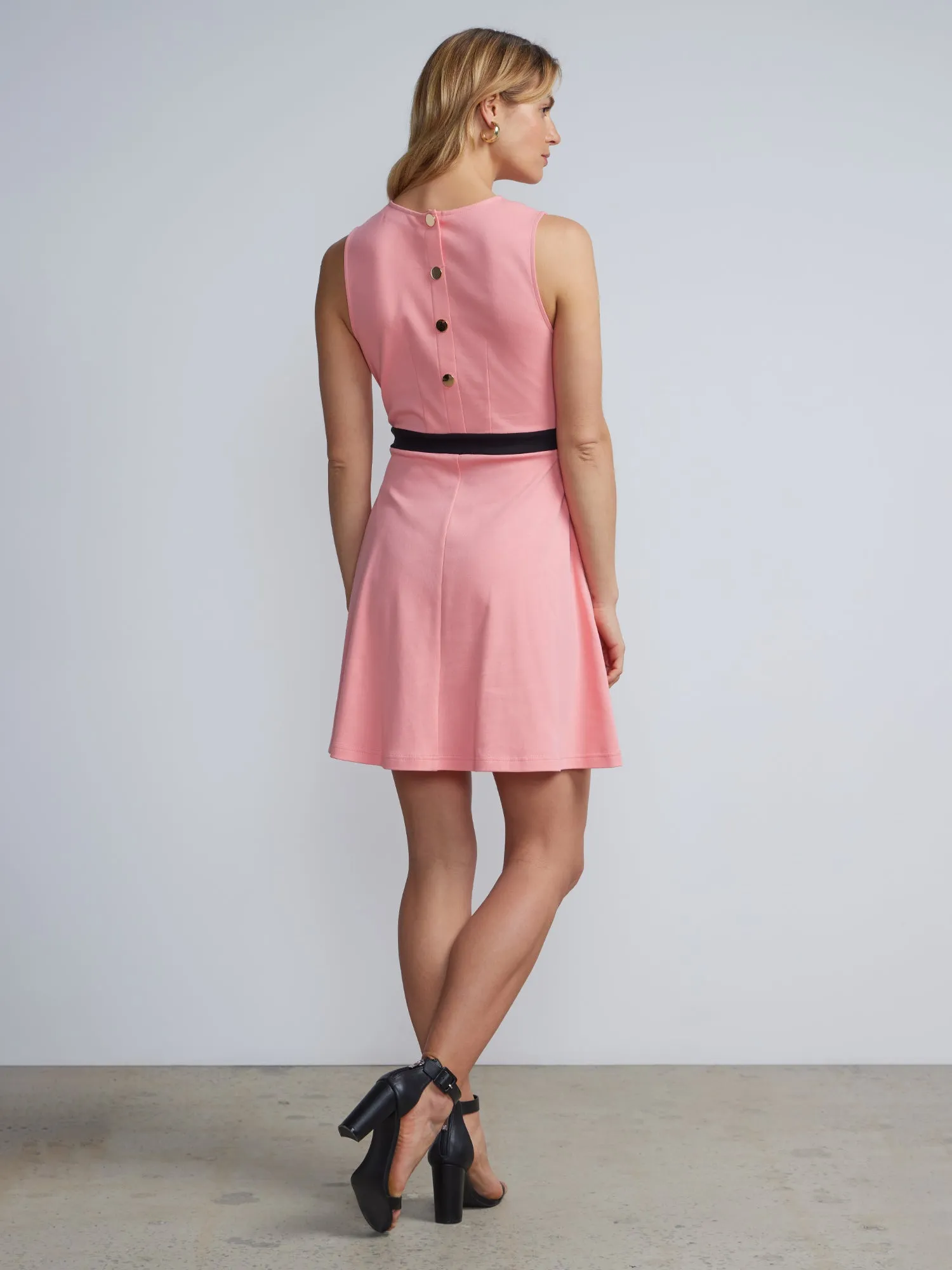 Button-Back Flare Dress - City Knits