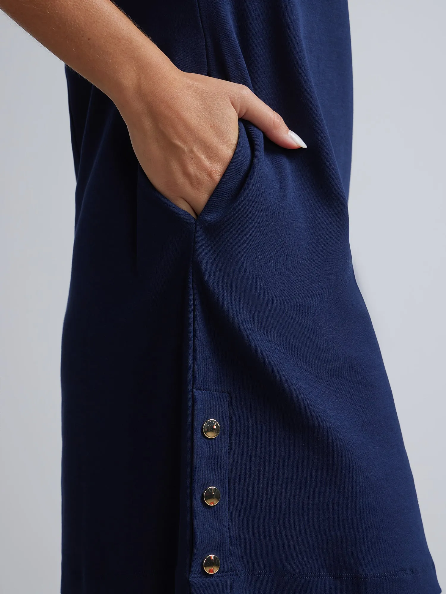 Button-Detail Shift Dress - City Knits