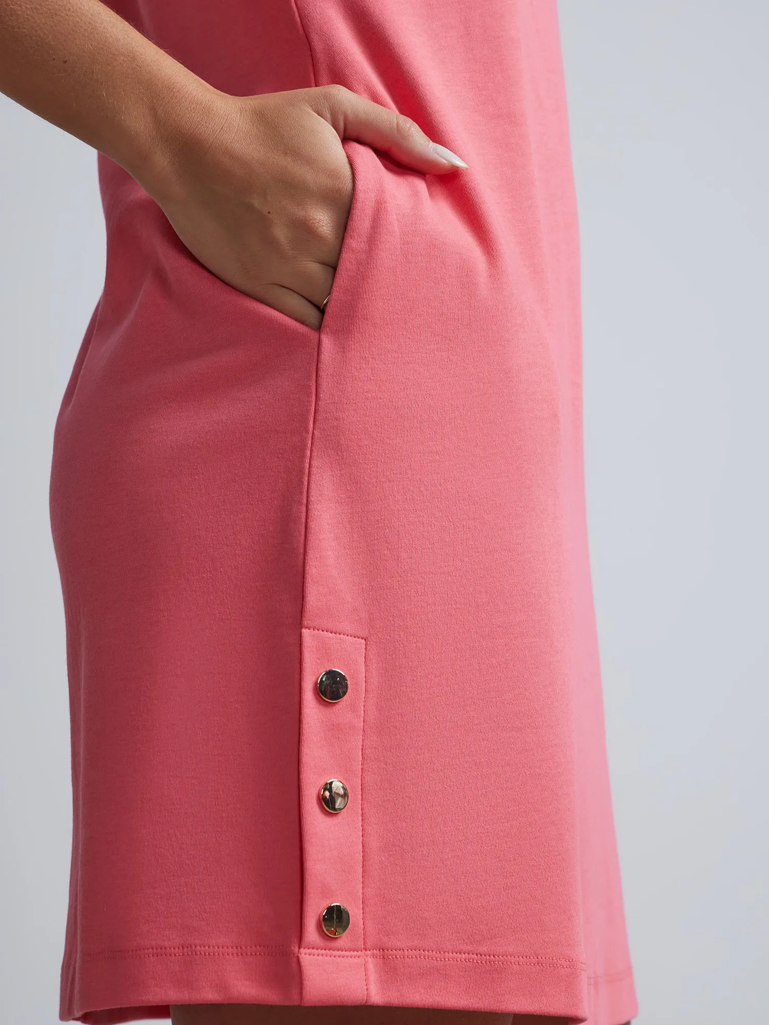 Button-Detail Shift Dress - City Knits