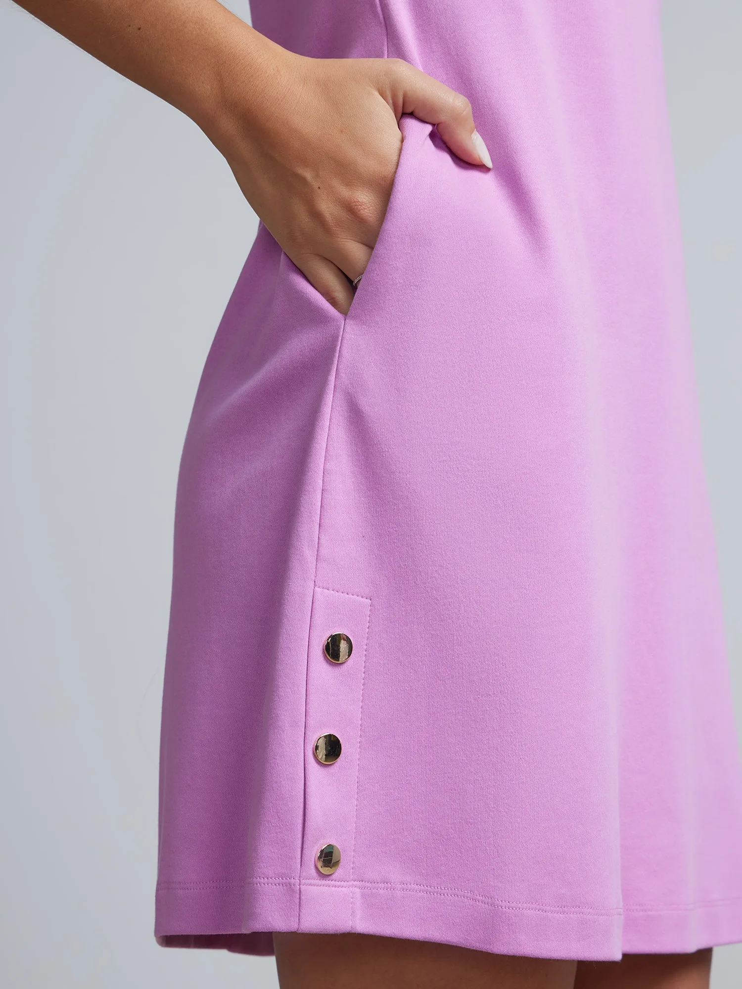 Button-Detail Shift Dress - City Knits