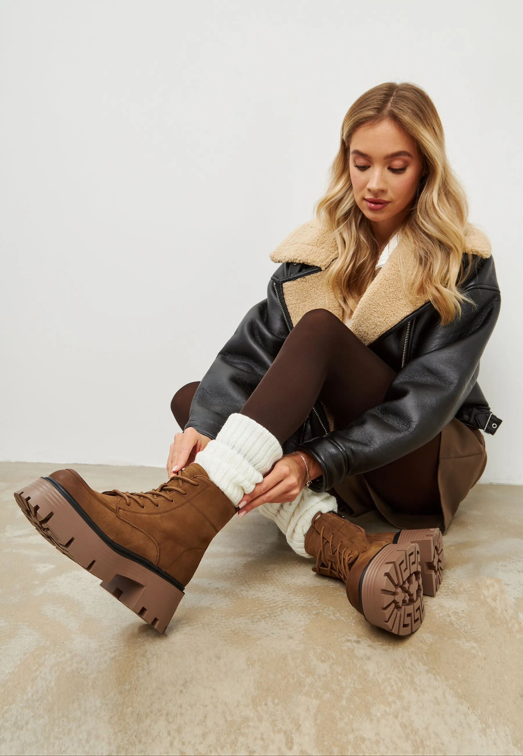 Casual Platform Ankle Boots - Brown