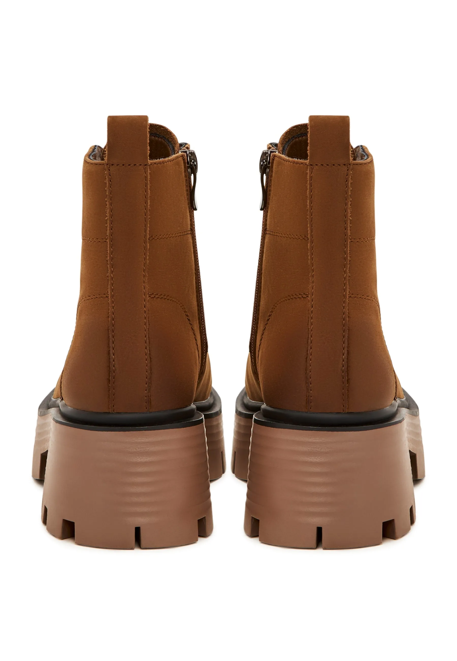 Casual Platform Ankle Boots - Brown