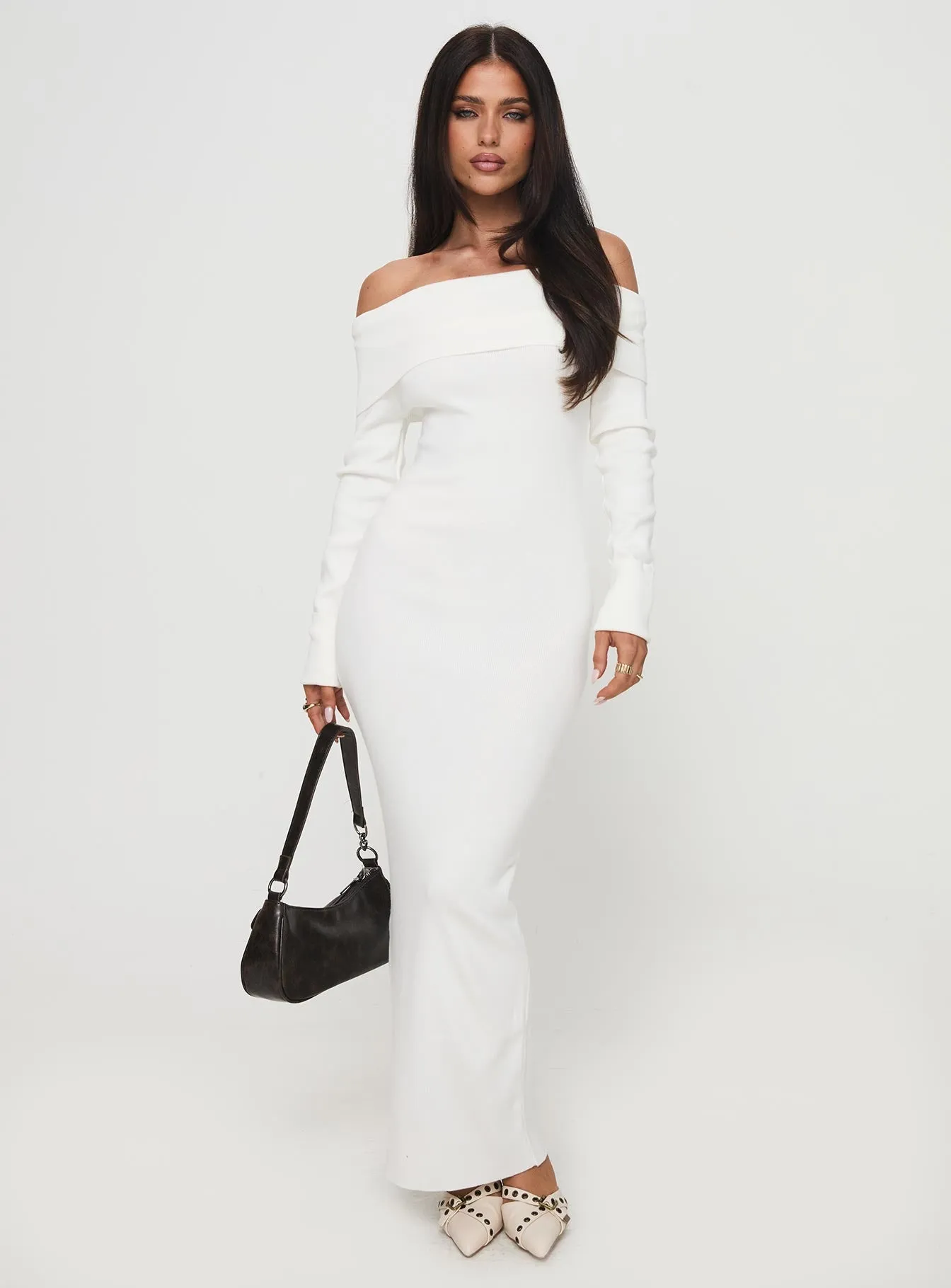 Celestara Off The Shoulder Maxi Dress White