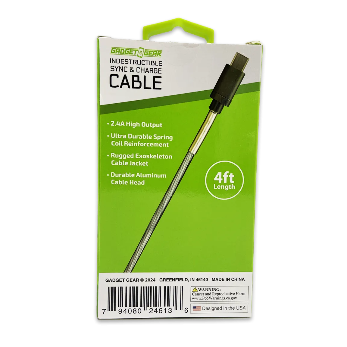 Charging Cable Indestructible USB to USB-C 4FT 2.4 Amp - 3 Pieces Per Pack 24613