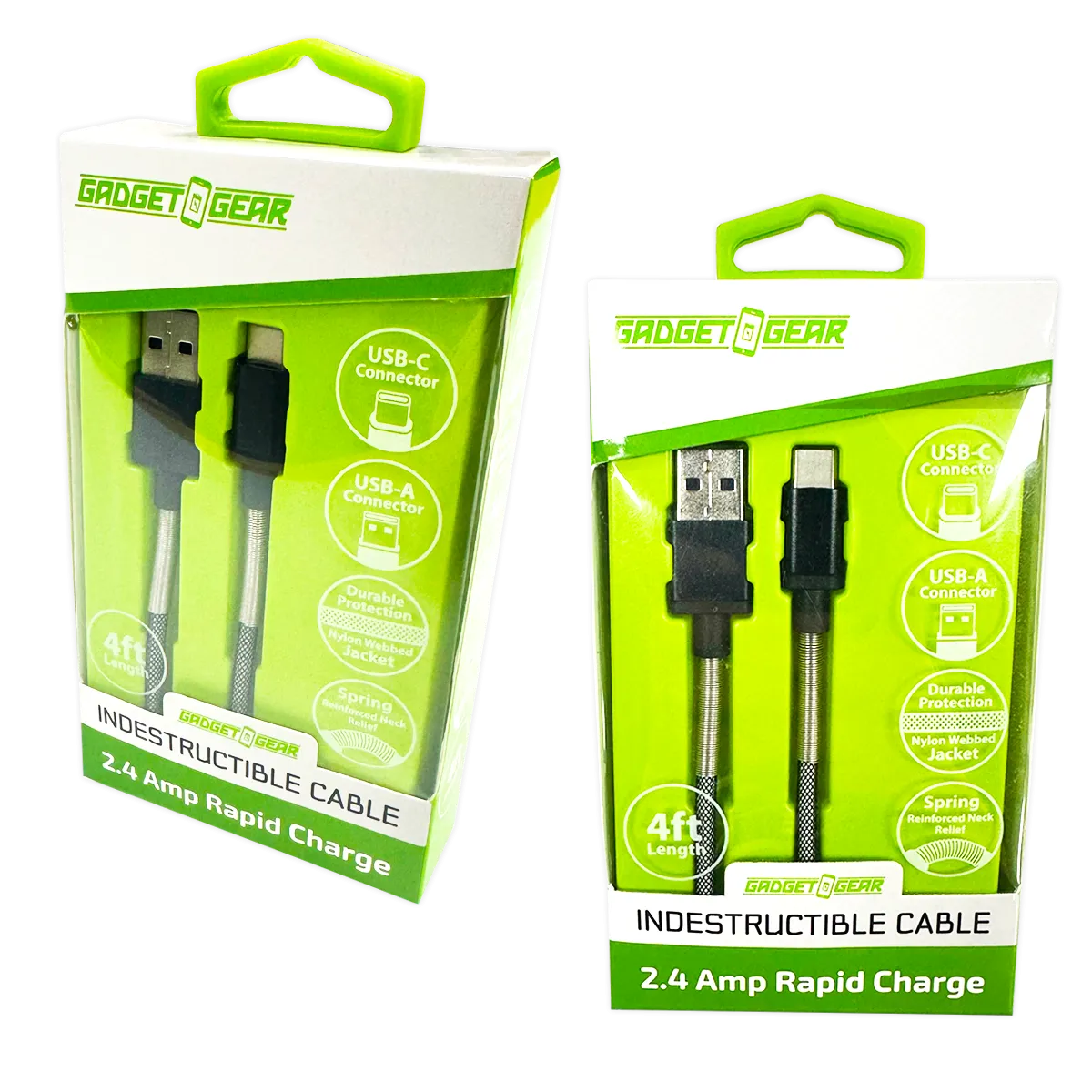 Charging Cable Indestructible USB to USB-C 4FT 2.4 Amp - 3 Pieces Per Pack 24613