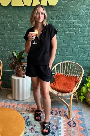 Coffee Break Ribbed Shorts Black