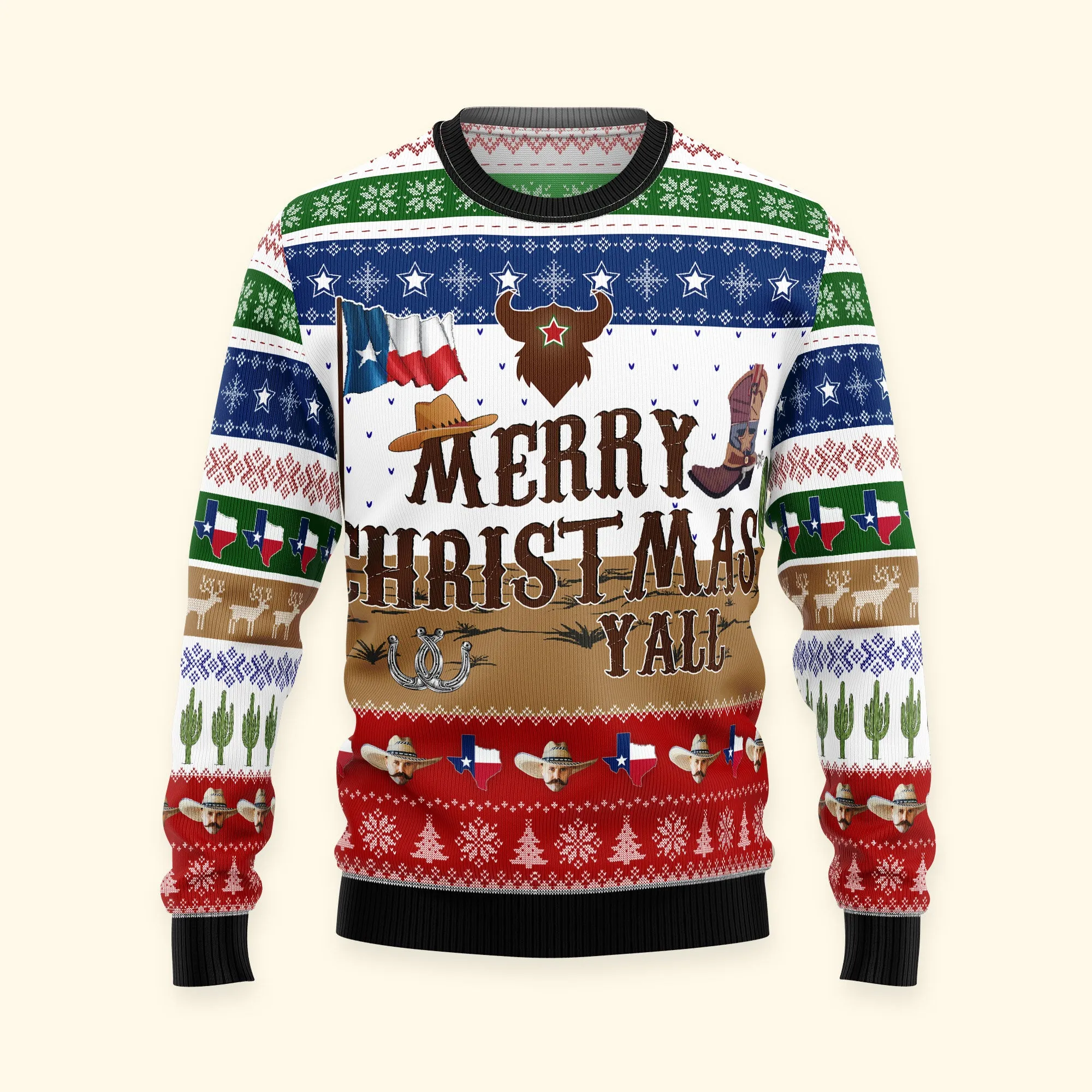 Cowboy Merry Christmas Y'All Texas Nation - Ugly Sweater