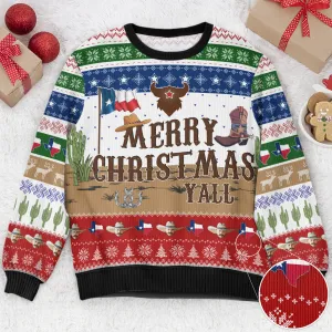 Cowboy Merry Christmas Y'All Texas Nation - Ugly Sweater