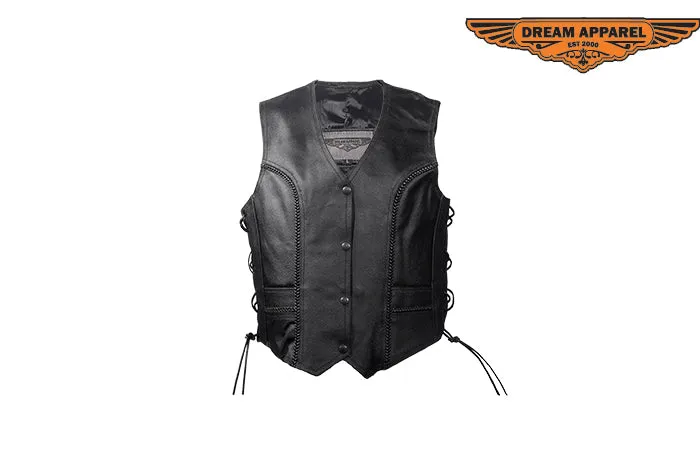 Dream Apparel Womens Vest With Laces On The Back Bottom Of Vest