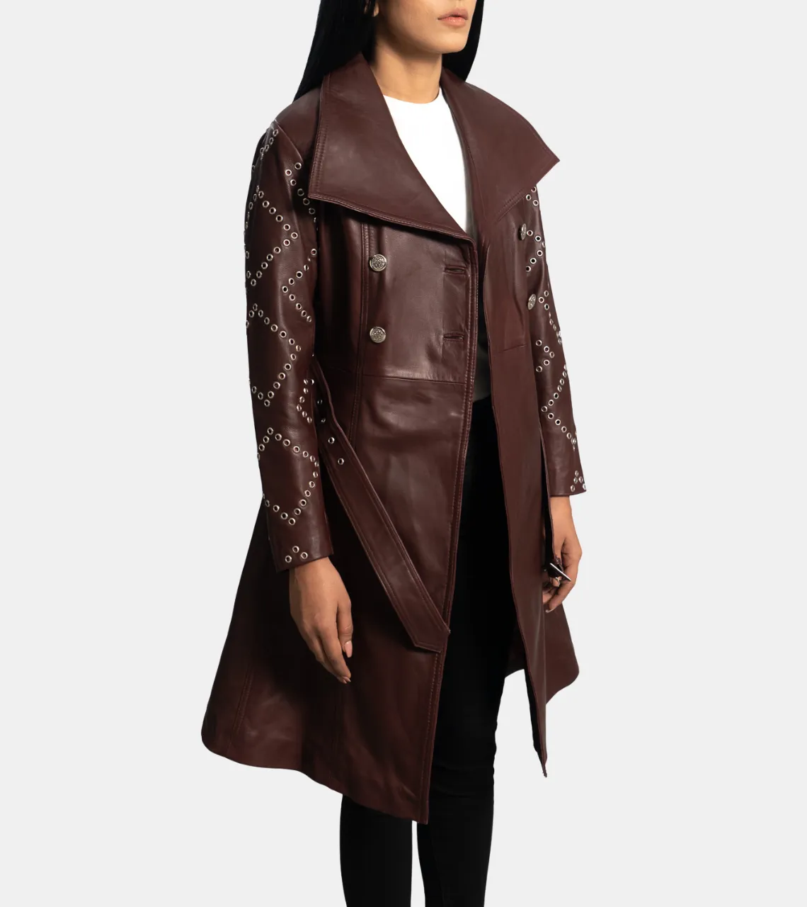 Dulcie Women's Brown Leather Trench Coat