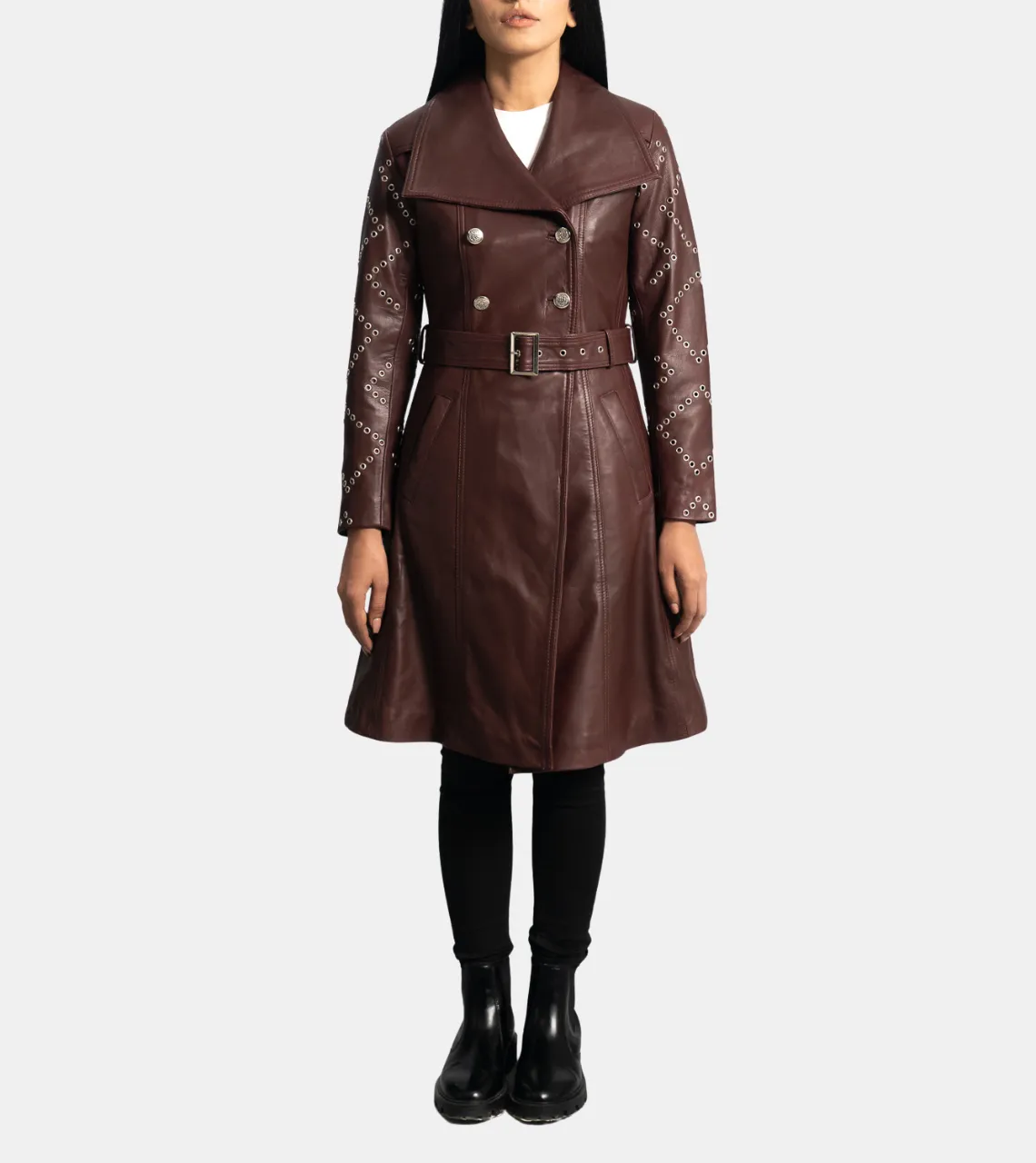 Dulcie Women's Brown Leather Trench Coat