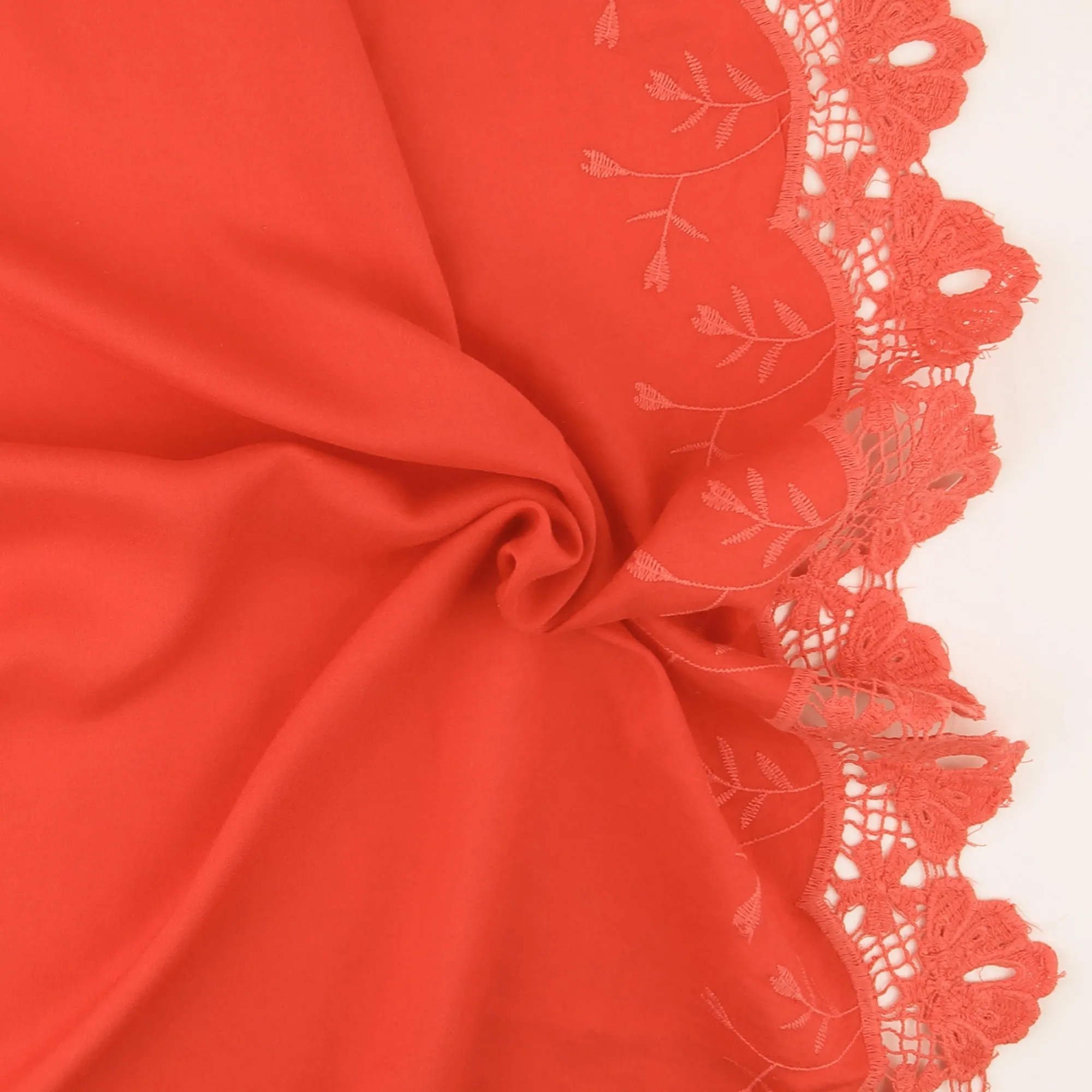 Embroidered Rayon - ADELA - 001 - Coral