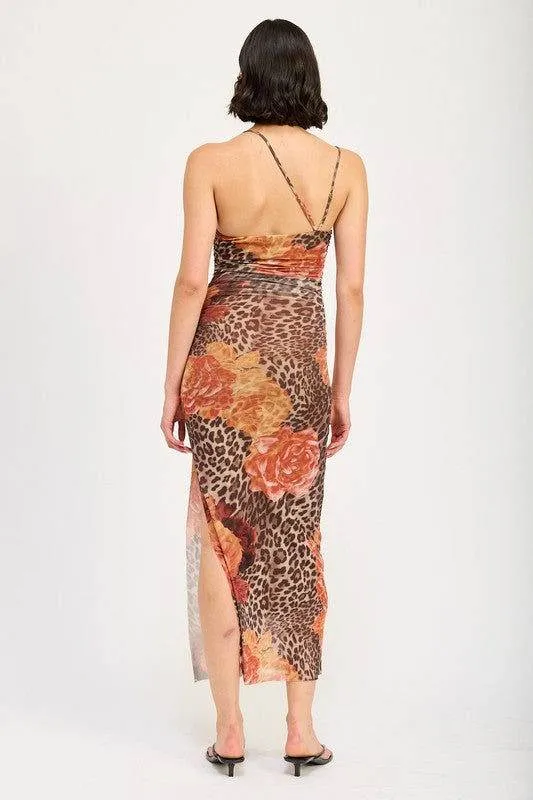 Emory Park Mesh Printed One Shoulder Maxi Dress