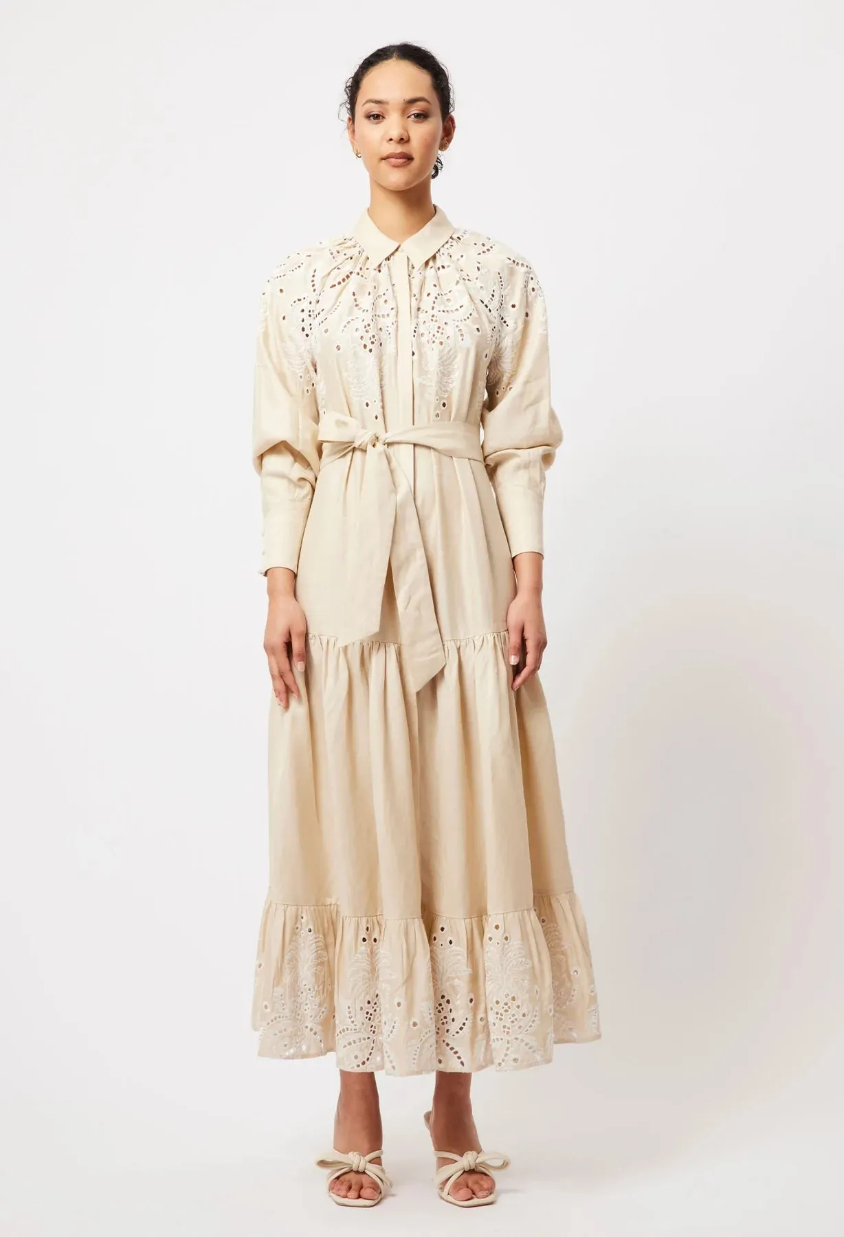 Estelle Embroidered Linen Dress