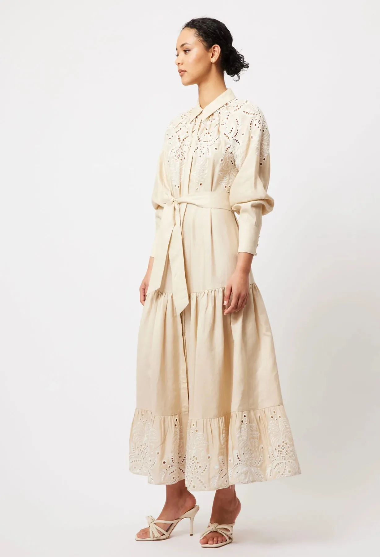 Estelle Embroidered Linen Dress