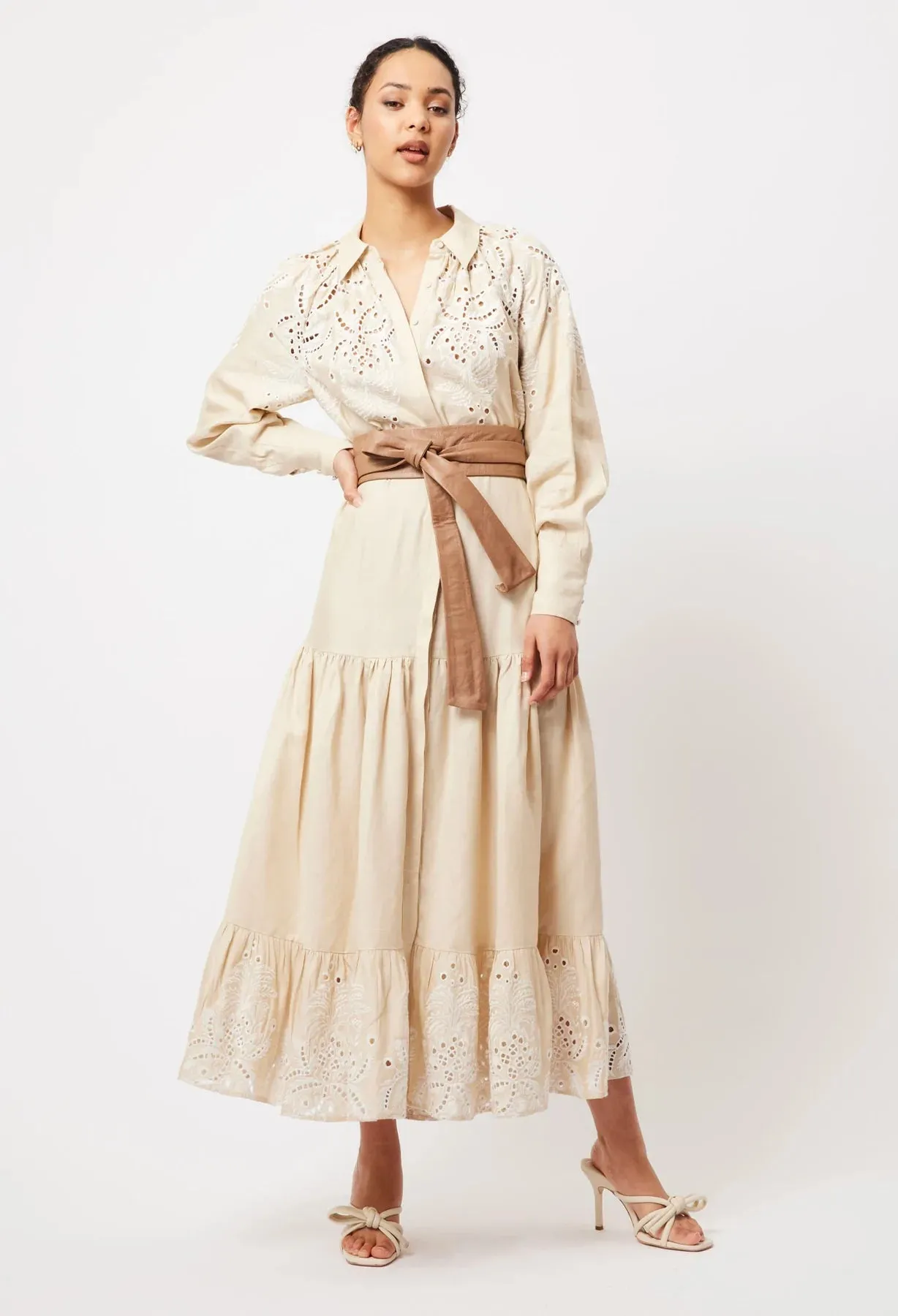 Estelle Embroidered Linen Dress