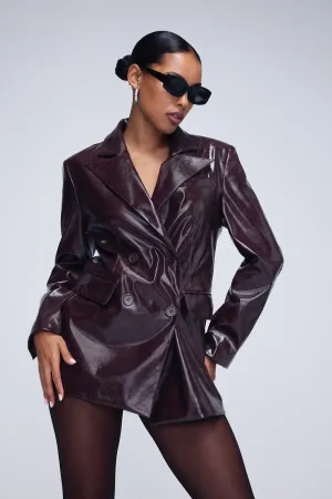 Faux Patent Leather Blazer