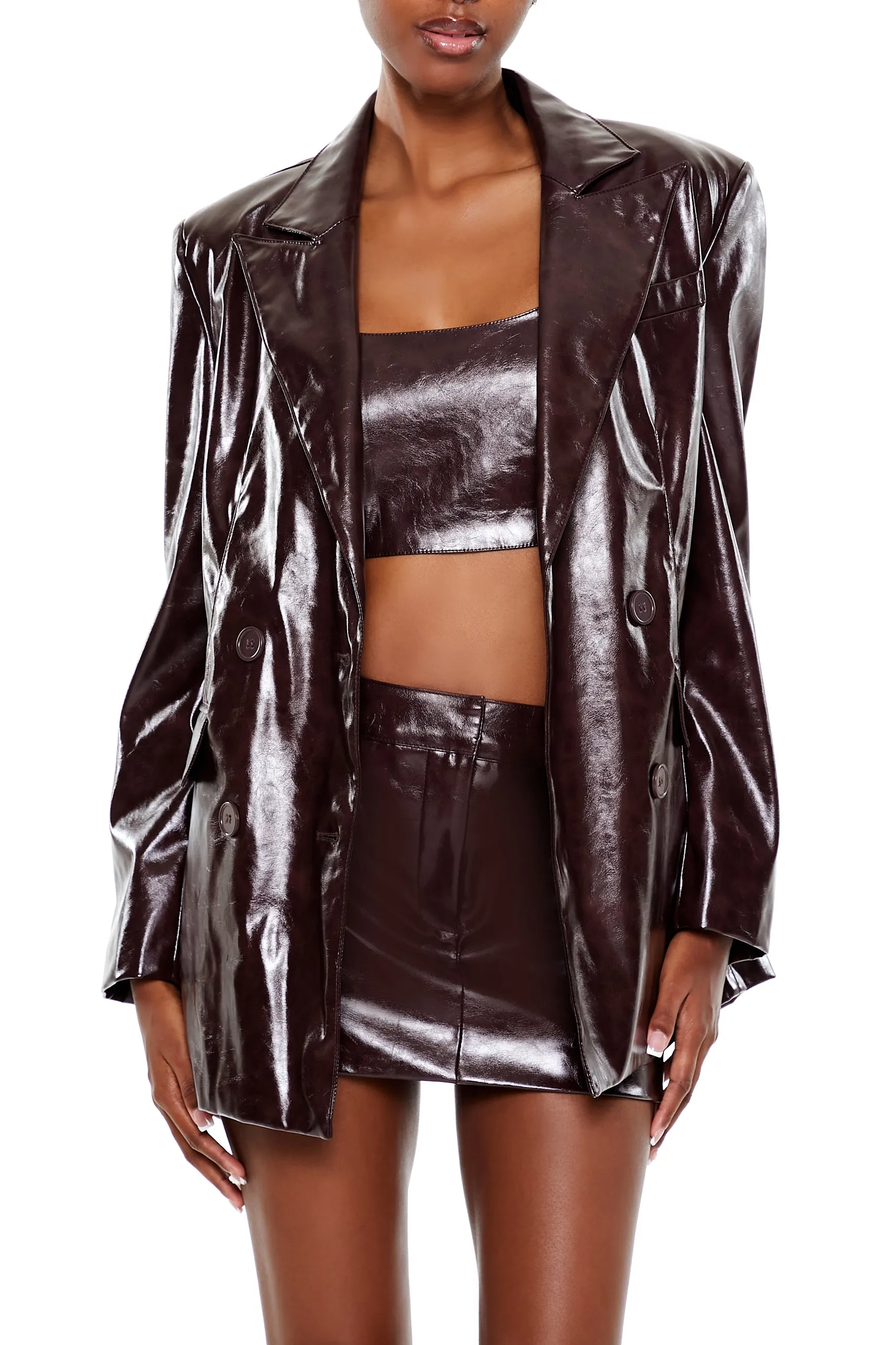 Faux Patent Leather Blazer