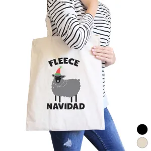 Fleece Navidad Canvas Shoulder Bag Heavy Cotton Foldable Tote X-Mas