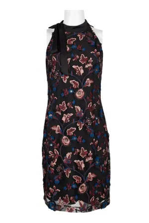 Floral Mesh Halter Neck Dress with Back Zipper by Sam Edelman