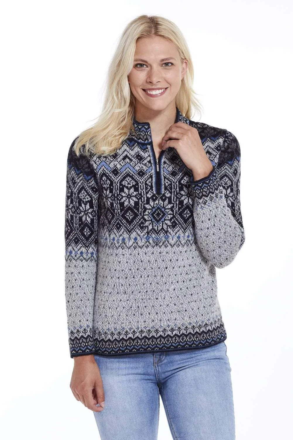 Freya Quarter Zip Alpaca Norwegian Sweater