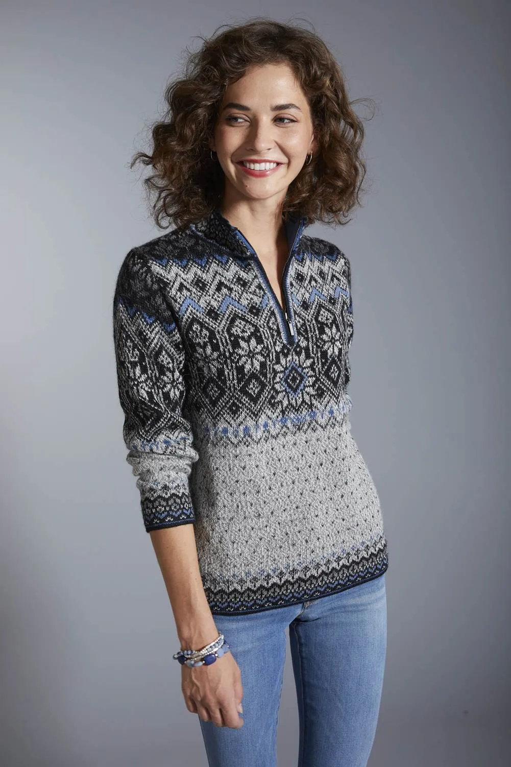 Freya Quarter Zip Alpaca Norwegian Sweater