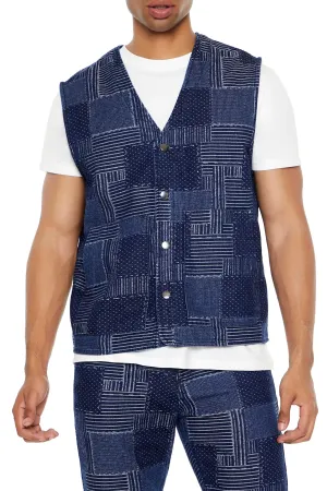 Gilet en denim et courtepointe